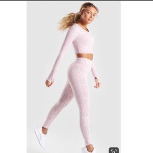 Gymshark bra, crop top, and leggings